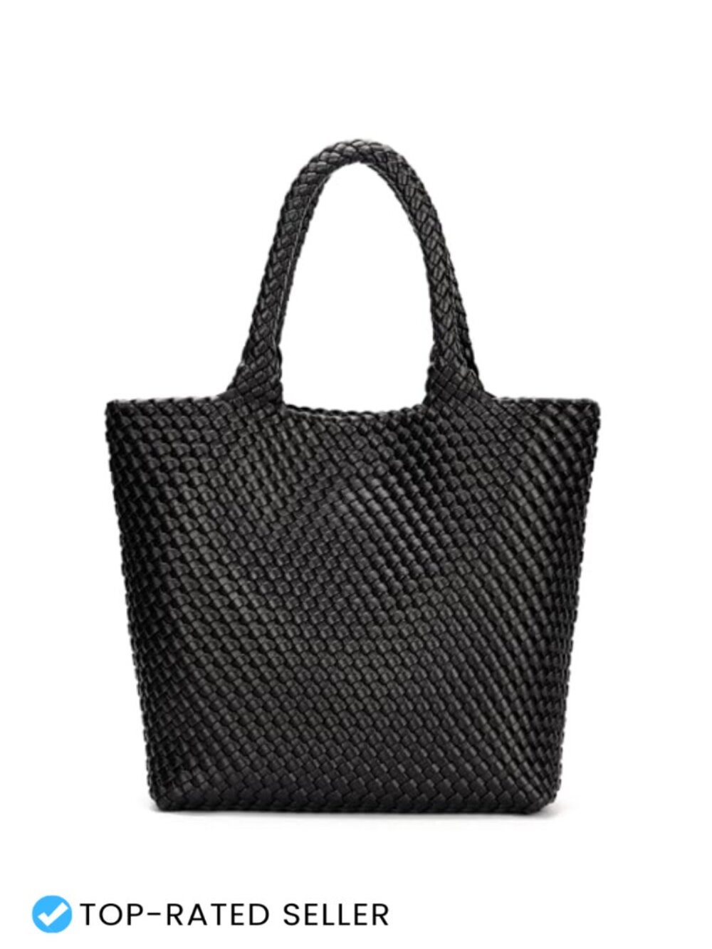 Handwoven Vegan Leather Tote Bag with Detachable Clutch